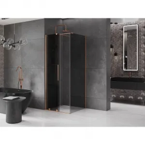 MEXEN/S - Velár sprchovací kút, posuvné dvere 90 x 90, grafit, meď kartáčovaná 871-090-090-41-65