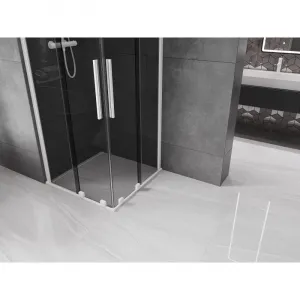MEXEN/S - Velar Duo sprchovací kút, posuvné dvere 90 x 90, grafit, biela 871-090-090-42-20