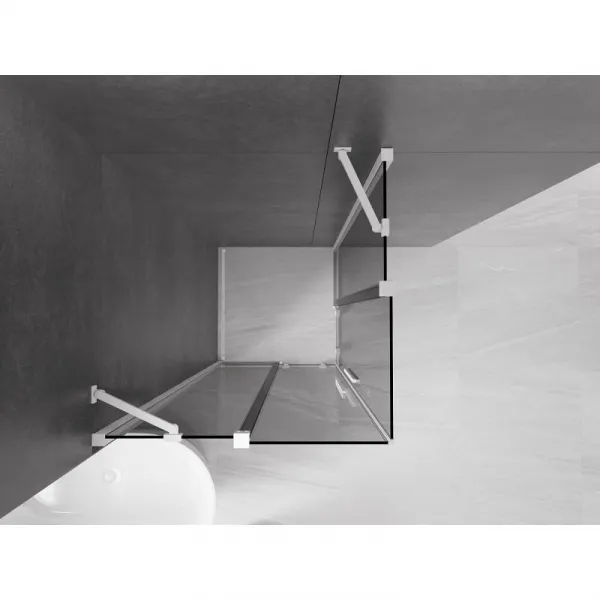 MEXEN/S - Velar Duo sprchovací kút, posuvné dvere 90 x 90, grafit, biela 871-090-090-42-20