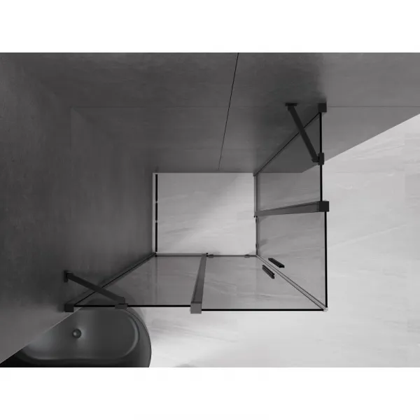 MEXEN/S - Velar Duo sprchovací kút, posuvné dvere 100 x 90, grafit, čierna 871-100-090-42-70