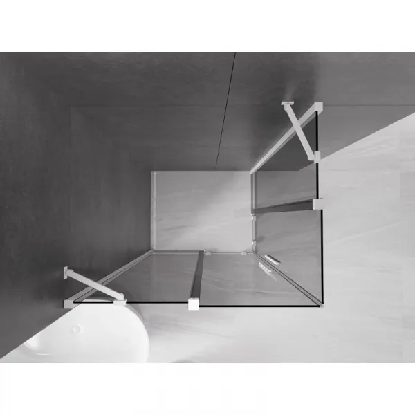 MEXEN/S - Velar Duo sprchovací kút, posuvné dvere 100 x 90, grafit, biela 871-100-090-42-20