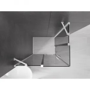 MEXEN/S - Velar Duo sprchovací kút, posuvné dvere 100 x 90, grafit, biela 871-100-090-42-20