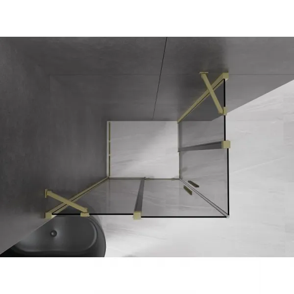 MEXEN/S - Velar Duo sprchovací kút, posuvné dvere 100 x 90, grafit, zlato kartáčovaná 871-100-090-42-55