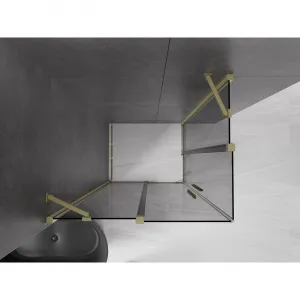MEXEN/S - Velar Duo sprchovací kút, posuvné dvere 100 x 90, grafit, zlato kartáčovaná 871-100-090-42-55