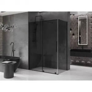 MEXEN/S - Velár sprchovací kút, posuvné dvere 150 x 80, grafit, čierna 871-150-080-41-70