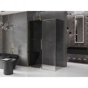 MEXEN/S - Velár sprchovací kút, posuvné dvere 150 x 80, grafit, zlato 871-150-080-41-50