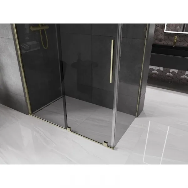 MEXEN/S - Velár sprchovací kút, posuvné dvere 150 x 80, grafit, zlato 871-150-080-41-50