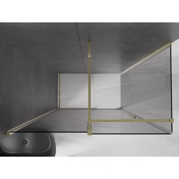 MEXEN/S - Velár sprchovací kút, posuvné dvere 150 x 80, grafit, zlato 871-150-080-41-50