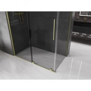 MEXEN/S - Velár sprchovací kút, posuvné dvere 130 x 70, grafit, zlato kartáčovaná 871-130-070-41-55