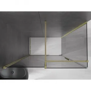 MEXEN/S - Velár sprchovací kút, posuvné dvere 150 x 85, grafit, zlato kartáčovaná 871-150-085-41-55