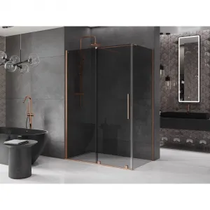 MEXEN/S - Velár sprchovací kút, posuvné dvere 140 x 80, grafit, meď kartáčovaná 871-140-080-41-65