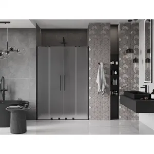 MEXEN/S - Velar Duo posuvné sprchové dvere 150, dekor, čierna 871-150-000-32-70