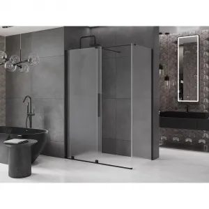 MEXEN/S - Velár sprchovací kút, posuvné dvere 150 x 85, dekor, čierna 871-150-085-31-70
