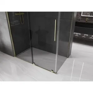MEXEN/S - Velár sprchovací kút, posuvné dvere 150 x 90, grafit, zlato 871-150-090-41-50