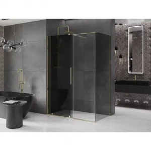 MEXEN/S - Velár sprchovací kút, posuvné dvere 150 x 90, grafit, zlato 871-150-090-41-50