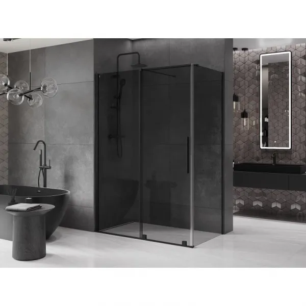 MEXEN/S - Velár sprchovací kút, posuvné dvere 150 x 85, grafit, čierna 871-150-085-41-70