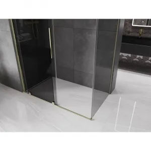 MEXEN/S - Velár sprchovací kút, posuvné dvere 160 x 90, grafit, zlato 871-160-090-41-50