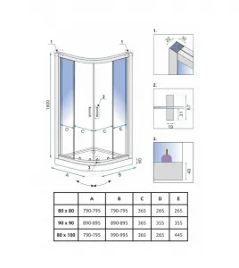 Rea Look, štvrťkruhový sprchovací kút 80x80x190 cm, 5mm číre sklo, chrómový profil, REA-K7904