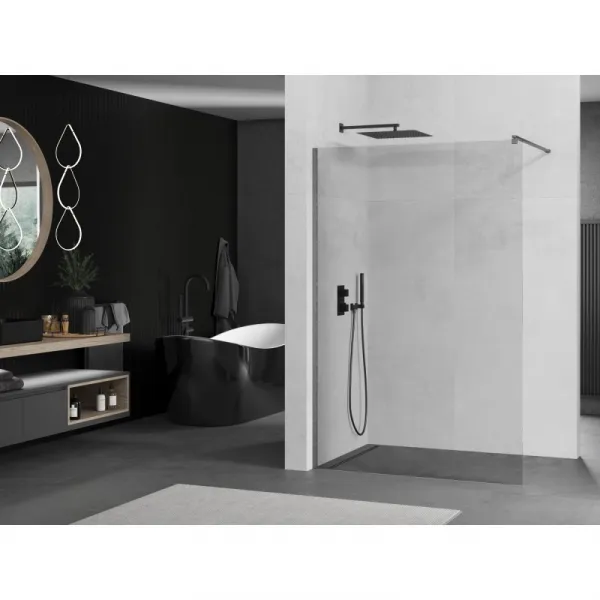 MEXEN/S - Kyoto Sprchová zástena WALK-IN 75 x 200, transparent 8 mm, grafit kartáčovaná 800-075-101-66-00