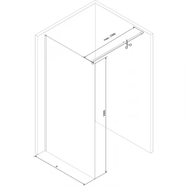 MEXEN/S - Kyoto Sprchová zástena WALK-IN 75 x 200, transparent 8 mm, grafit kartáčovaná 800-075-101-66-00