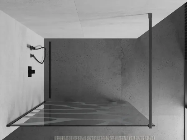 MEXEN/S - Kioto Sprchová zástena Walk-in 100 x 200, biely vzor 8 mm, grafit kartáčovaná 800-100-101-66-97