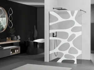 MEXEN/S - Kioto Sprchová zástena Walk-in 100 x 200, biely vzor 8 mm, grafit kartáčovaná 800-100-101-66-97