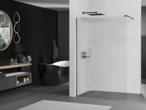 MEXEN/S - Kioto Sprchová zástena WALK-IN 80 x 200, prúžky 8 mm, grafit kartáčovaná 800-080-101-66-09