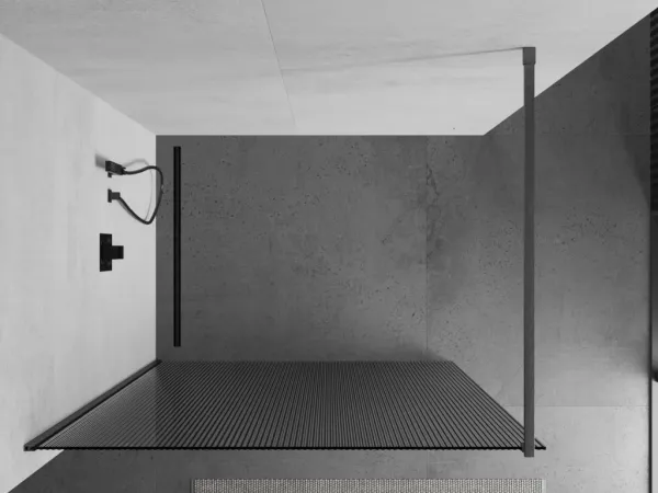 MEXEN/S - Kioto Sprchová zástena WALK-IN 70 x 200, prúžky 8 mm, grafit kartáčovaná 800-070-101-66-09