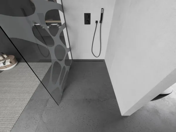 MEXEN/S - Kioto Sprchová zástena Walk-in 100 x 200, biely vzor 8 mm, grafit kartáčovaná 800-100-101-66-97