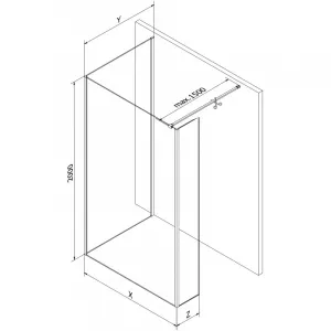 MEXEN/S - Kyoto Sprchová zástena WALK-IN 90 x 75 x 30, transparent, grafit metal 800-090-075-221-95-00-030