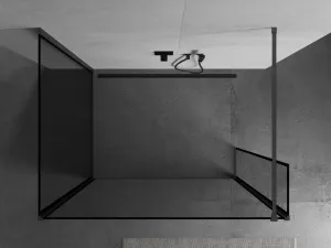 MEXEN/S - Kyoto Sprchová zástena WALK-IN 100 x 80 x 30, čierny vzor, grafit kartáčovaná 800-100-080-221-66-70-030