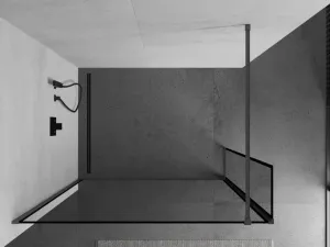 MEXEN/S - Kyoto Sprchová zástena WALK-IN 100 x 30, čierny vzor, grafit kartáčovaná 800-100-212-66-70-030
