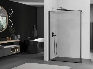MEXEN/S - Kioto Sprchová zástena WALK-IN 120 x 30, čierny vzor, grafit kartáčovaná 800-120-212-66-70-030