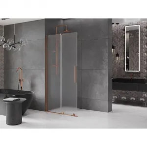 MEXEN/S - Velar Sprchová zástena posuvná Walk-in 120 x 200, dekor 8 mm, ružové zlato 871-120-000-33-60