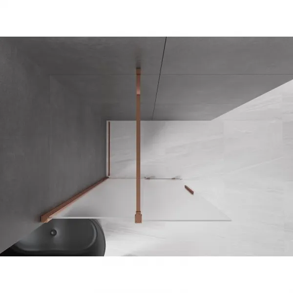 MEXEN/S - Velar Sprchová zástena posuvná Walk-in 120 x 200, dekor 8 mm, ružové zlato 871-120-000-33-60