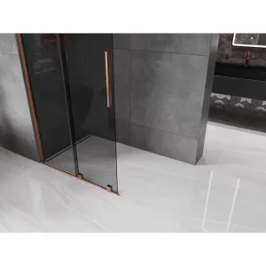MEXEN/S - Velar Sprchová zástena posuvná Walk-in 85 x 200, grafit 8 mm, ružové zlato 871-085-000-43-60