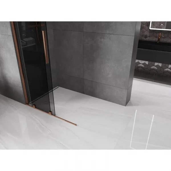 MEXEN/S - Velar Sprchová zástena posuvná Walk-in 80 x 200, grafit 8 mm, ružové zlato 871-080-000-43-60
