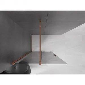 MEXEN/S - Velar Sprchová zástena posuvná Walk-in 85 x 200, grafit 8 mm, ružové zlato 871-085-000-43-60