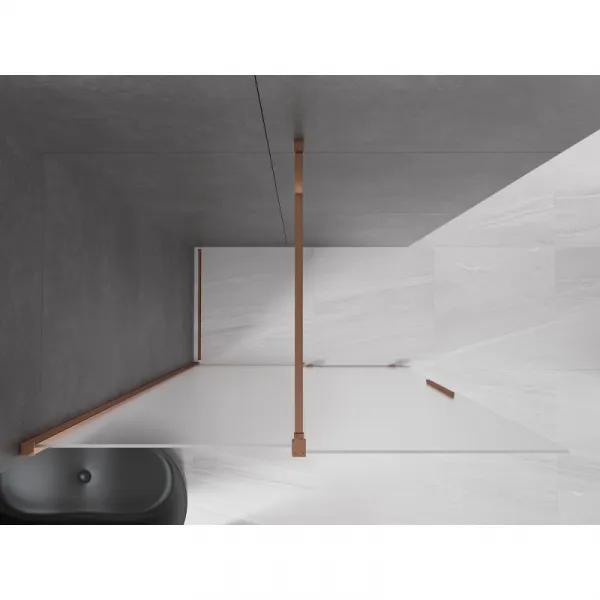 MEXEN/S - Velar Sprchová zástena posuvná Walk-in 130 x 200, dekor 8 mm, ružové zlato 871-130-000-33-60