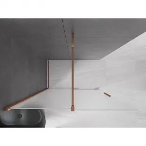 MEXEN/S - Velar Sprchová zástena posuvná Walk-in 130 x 200, dekor 8 mm, ružové zlato 871-130-000-33-60