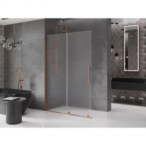 MEXEN/S - Velar Sprchová zástena posuvná Walk-in 130 x 200, dekor 8 mm, ružové zlato 871-130-000-33-60