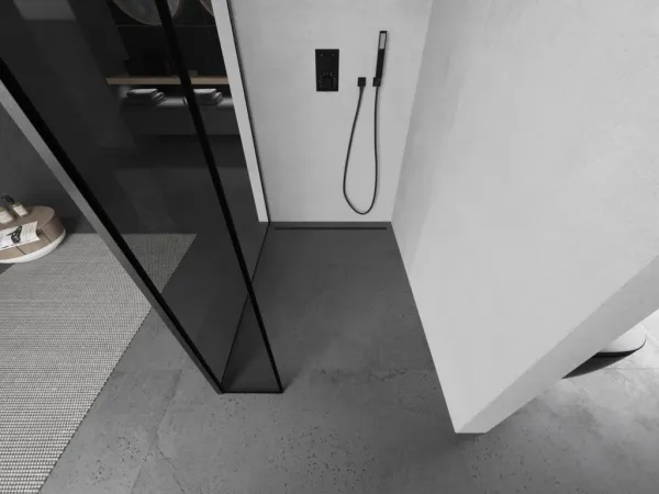 MEXEN/S - Kioto Sprchová zástena WALK-IN 100 x 40, čierny vzor, grafit kartáčovaná 800-100-212-66-70-040