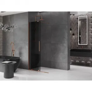 MEXEN/S - Velar Sprchová zástena posuvná Walk-in 85 x 200, grafit 8 mm, ružové zlato 871-085-000-43-60