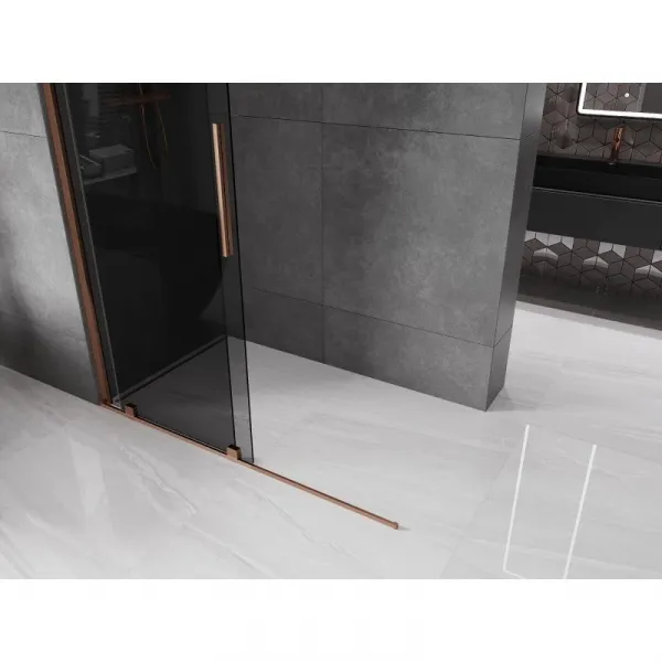 MEXEN/S - Velar Sprchová zástena posuvná Walk-in 160 x 200, grafit 8 mm, ružové zlato 871-160-000-43-60
