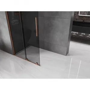 MEXEN/S - Velar Sprchová zástena posuvná Walk-in 90 x 200, grafit 8 mm, ružové zlato 871-090-000-43-60