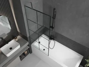 MEXEN/S - Next vaňová zástena FIX 80 x 150, čierna vzor, grafit kartáčovaná 895-080-000-00-77-66