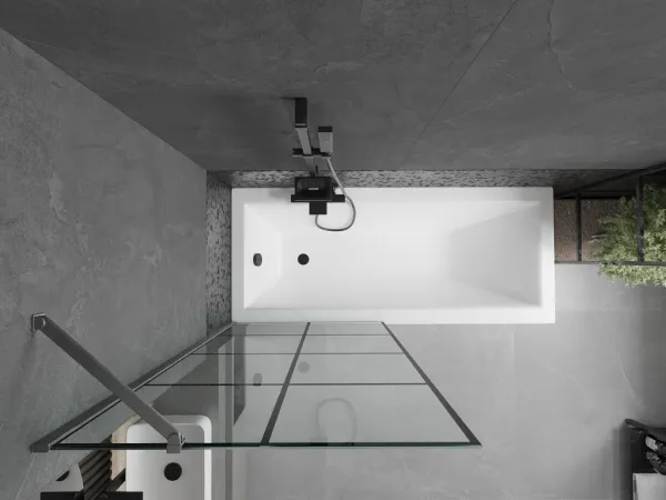 MEXEN/S - Next vaňová zástena FIX 80 x 150, čierna vzor, grafit kartáčovaná 895-080-000-00-77-66