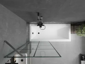 MEXEN/S - Next vaňová zástena FIX 80 x 150, čierna vzor, grafit kartáčovaná 895-080-000-00-77-66