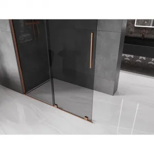 MEXEN/S - Velar Sprchová zástena posuvná Walk-in 150 x 200, grafit 8 mm, ružové zlato 871-150-000-43-60