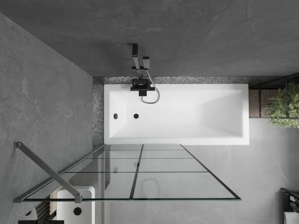 MEXEN/S - Next vaňová zástena FIX 90 x 150, čierna vzor, grafit kartáčovaná 895-090-000-00-77-66